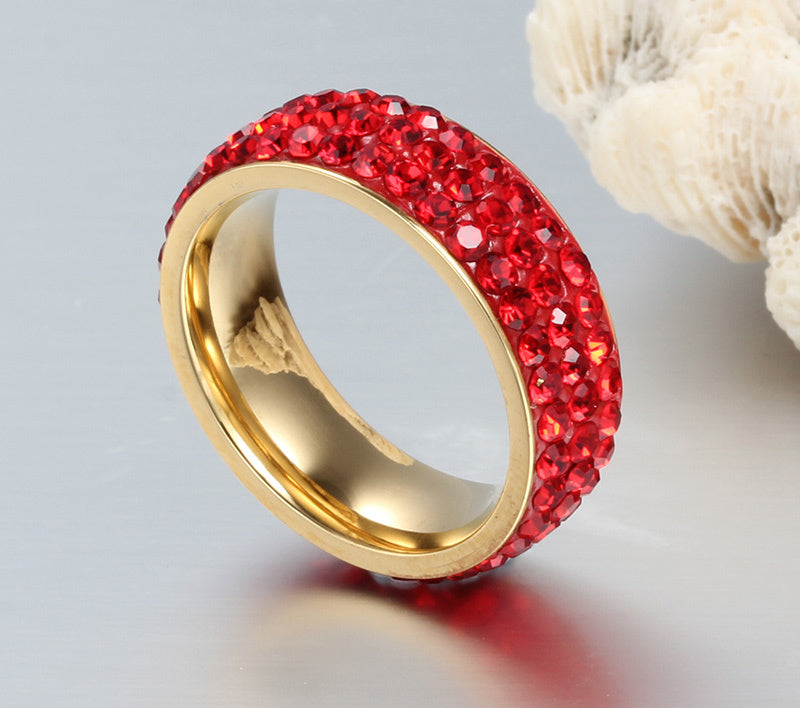 Titanium Steel Diamond Ring for Women Gems Baffle Setting Wedding Band Chic Fashion Jewelry for Everyday Wear