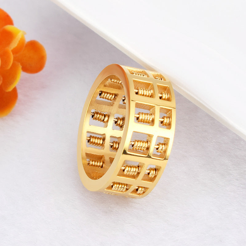 Hand Stitched Beaded Abacus Ring Stainless Steel Band
