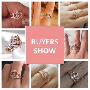 Ladies Crown Ring With White Diamond Accents Platinum And Rose Gold Plating Fashion Jewelry Sparkling Gift For Her