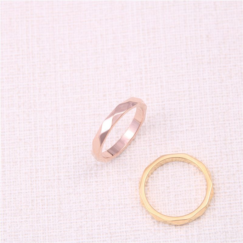 Titanium Steel Geometric Inlaid Ring Women Hypoallergenic