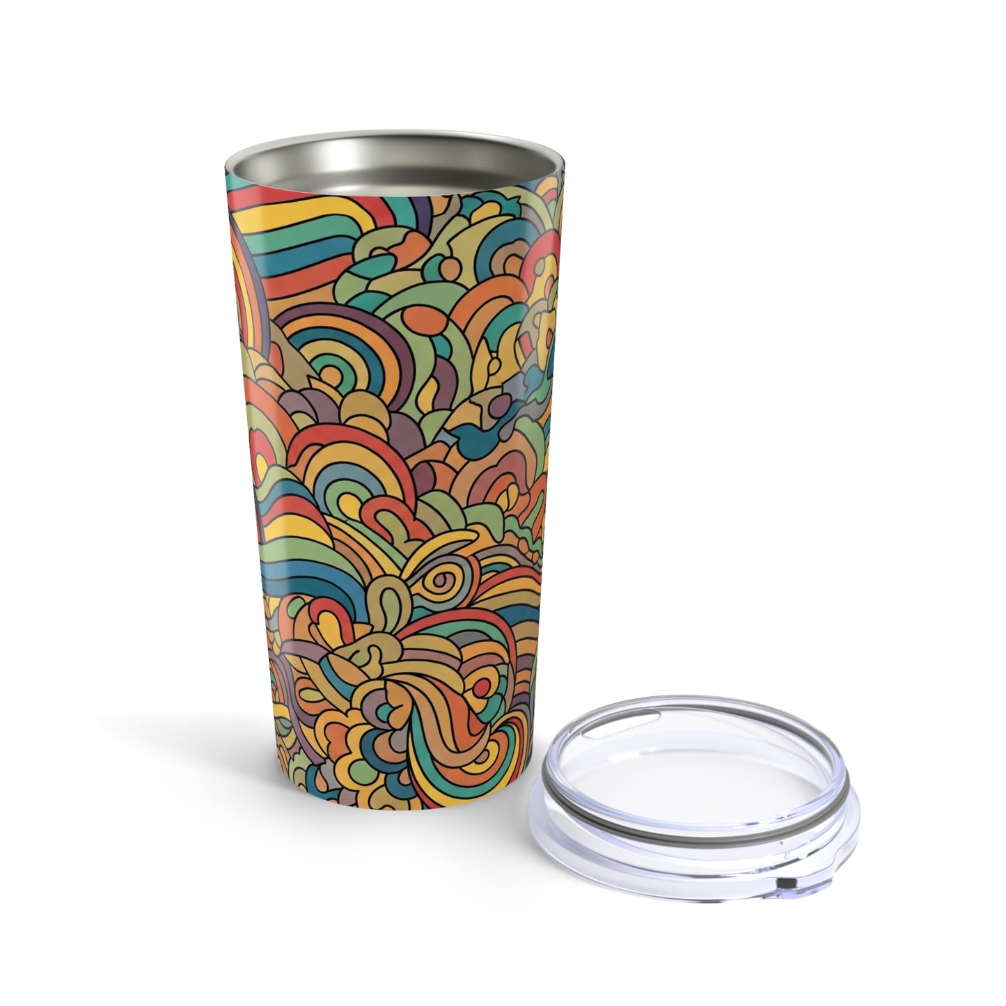 20oz Stainless Steel Tumbler With Printed Design Double Wall Vacuum Insulation Spill Resistant Travel Mug For Hot