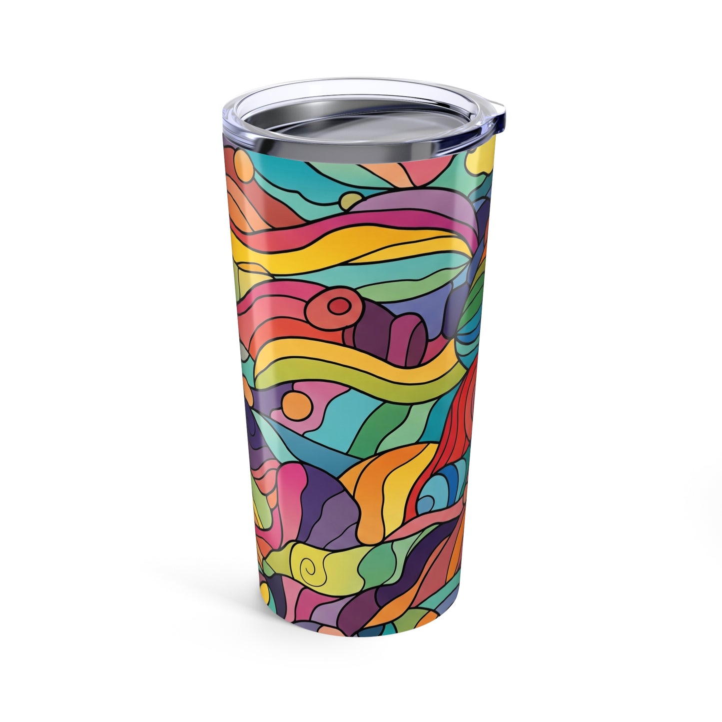 20 Oz Steel Tumbler With Printed Design Double Wall Vacuum Insulated Travel Mug Durable For Hot Or Cold Beverages