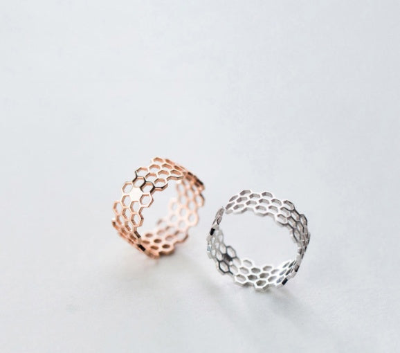 Women's 925 Silver Ring Korean Rose Gold Simple Hollow Band Ring For Women Advertising Promotion Gift Fashion