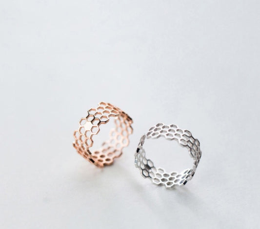 Women's 925 Silver Ring Korean Rose Gold Simple Hollow Band Ring For Women Advertising Promotion Gift Fashion