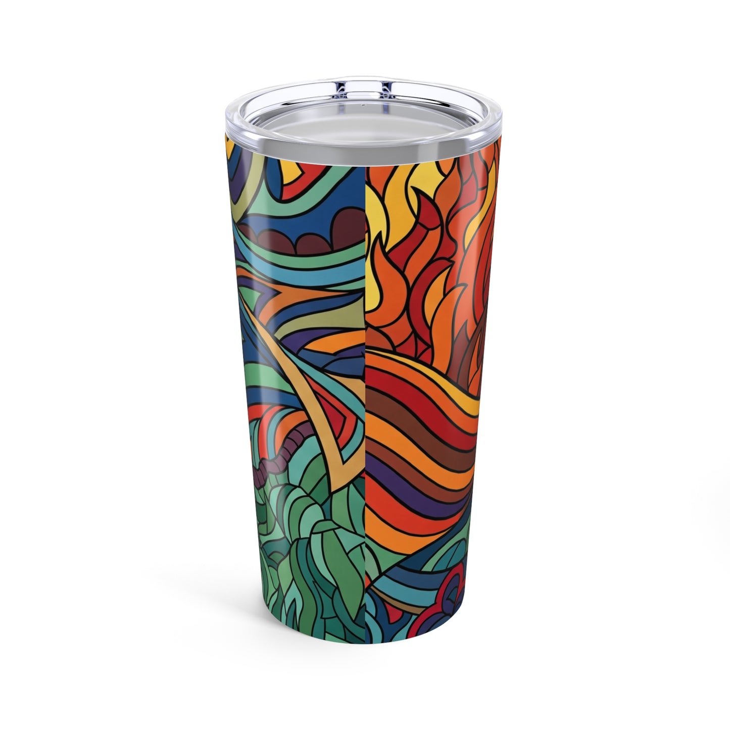 20oz Stainless Steel Tumbler With Double Wall Vacuum Insulation Leak Proof Lid Printed Design For Everyday Travel