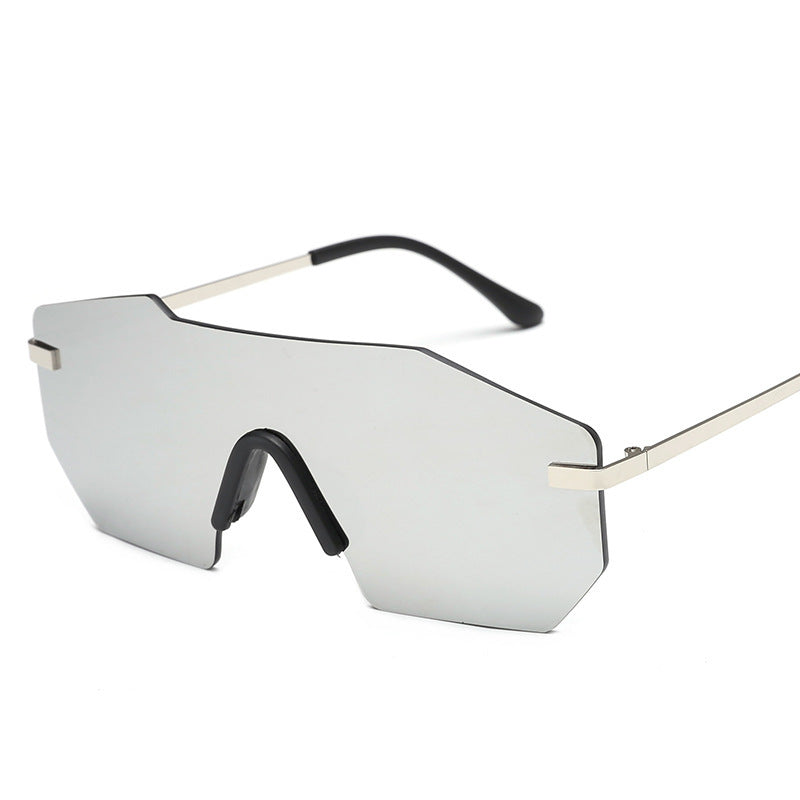 Mens Polygonal Sunglasses Metal Frame Resin Lenses Flat Mirror Design Eye Protection 58mm Lens Anti Glare Coating