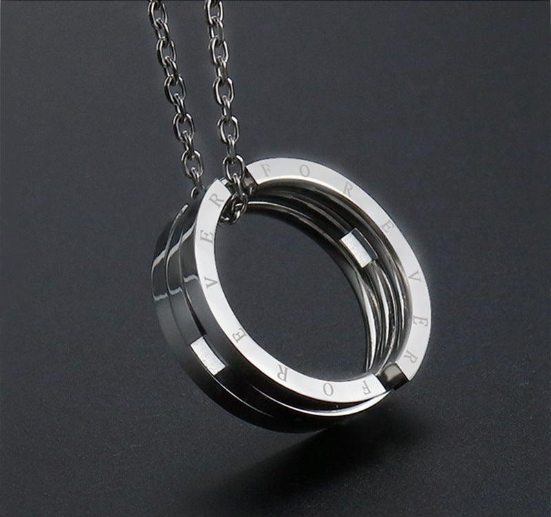 Geometric Titanium Steel Couple Rings Polished Design Matching Wedding Bands Non Inlayed Promise Rings For Him