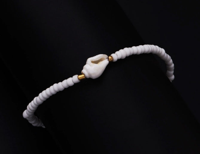 Womens Electroplated Alloy Bracelet With White Rice Beads And Conch Shell Design Individually Packed Fashion Jewelry