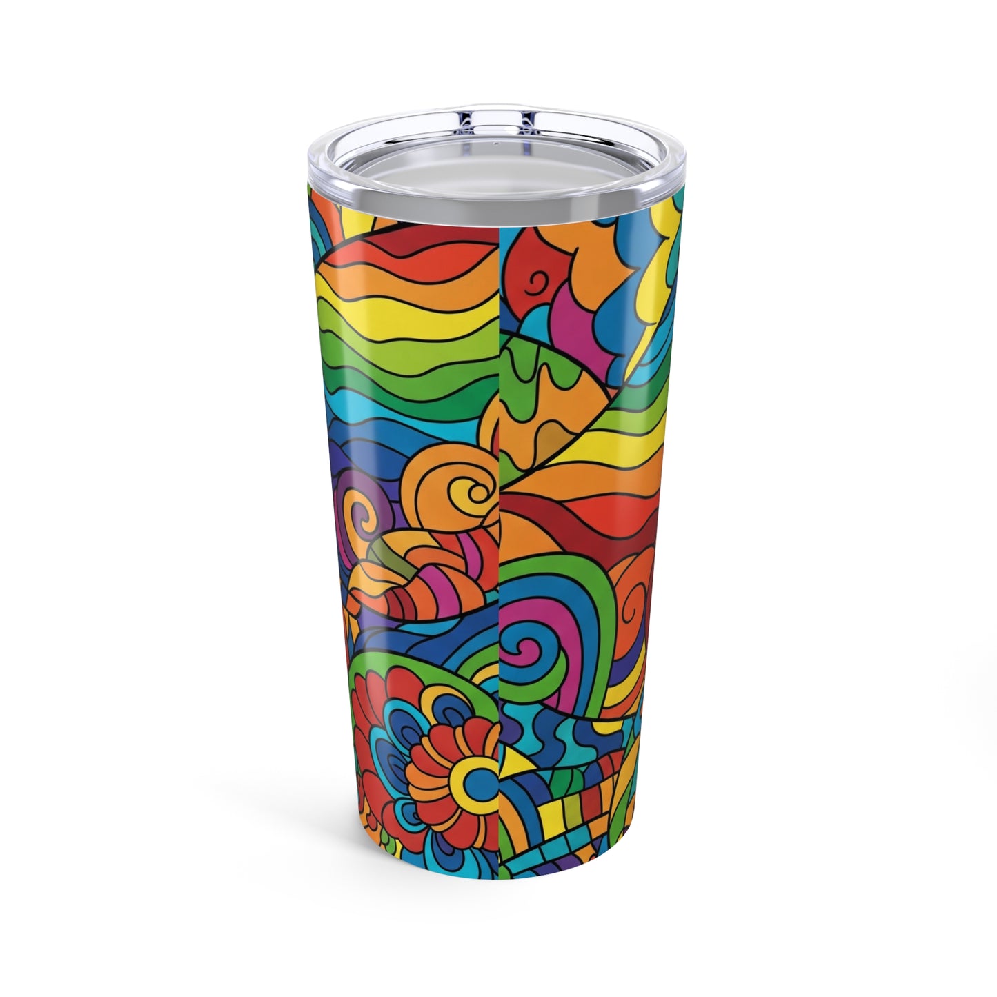 20 Ounce Stainless Steel Tumbler With Lid Double Wall Insulation Spill Resistant Printed Design For Everyday Use