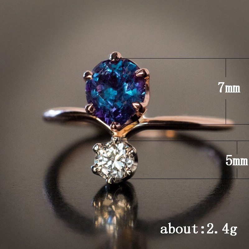 Womens Rose Gold Ring With Double Zircon Inlaid Geometric Copper Ring Fashion Jewelry Exquisite Shimmer Zircon
