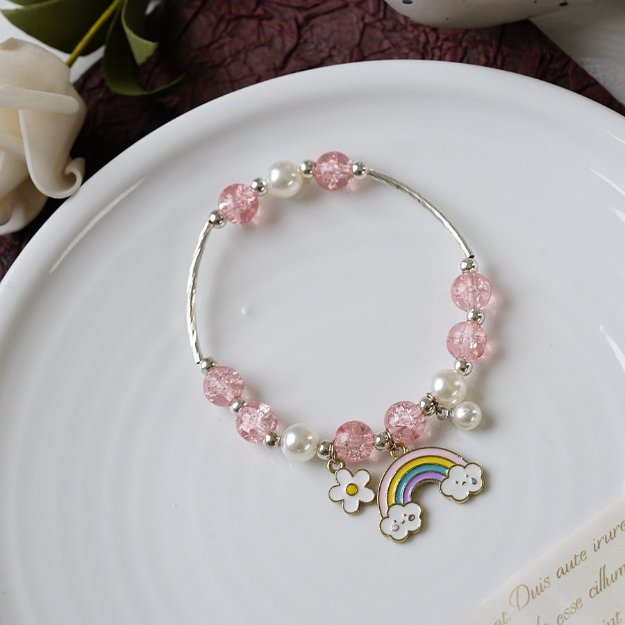 Womens Beaded Bracelet With Pearl Crystal And Alloy Animal Zodiac Charms Cartoon Adjustable Length Cute Charm