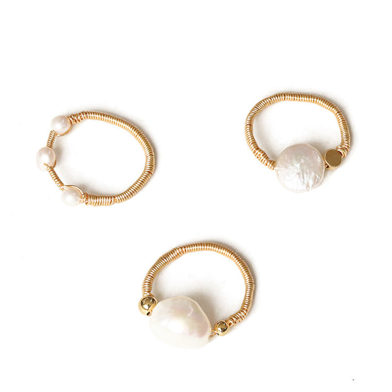 Natural shaped pearl ring