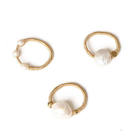 Natural shaped pearl ring