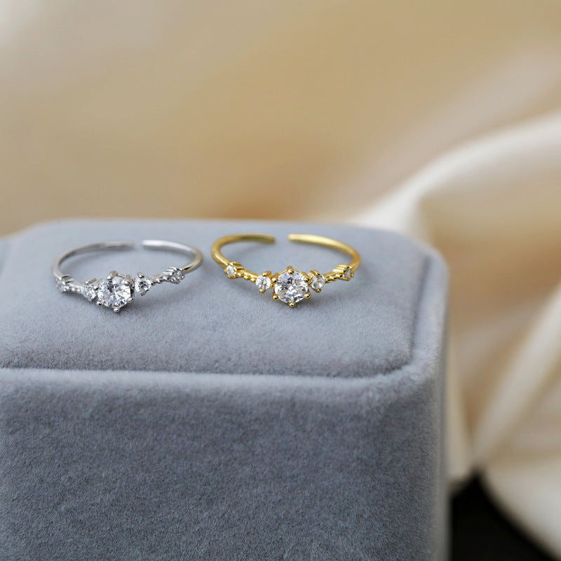 Women 925 Sterling Silver Korean Style Minimalist Gemstone Ring Elegant Dainty Fashion Jewelry Subtle Gem Glow