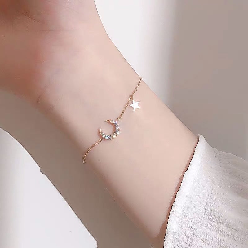 Copper Star Moon Bracelet For Women Korean Style Gift Individually Packed For Trade Fair And Anniversary For Gifting