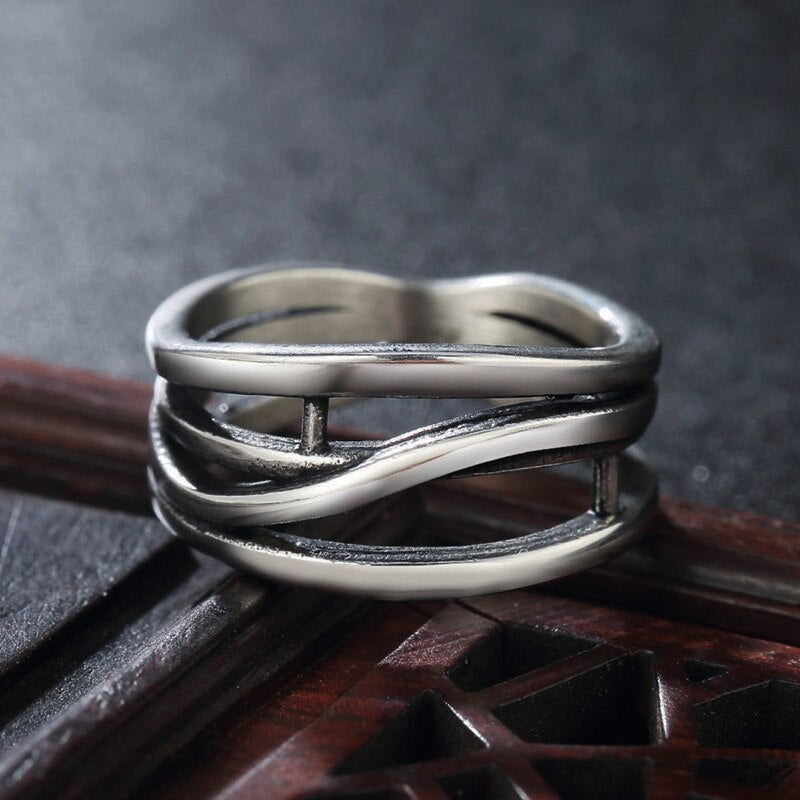 Personality Super Cool Fashion Irregular Line Titanium Steel Ring