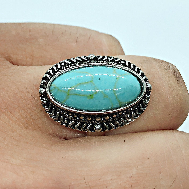 Heart Shaped Turquoise Electroplated Ring Travel Souvenir Ring For Women And Girls Independent Packaging Unique