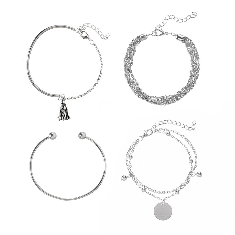 Silver Tassel Bracelet Electroplated Alloy Jewelry Boho Chic Fashion Bangle Elegant Accessory Elegant Gift Art