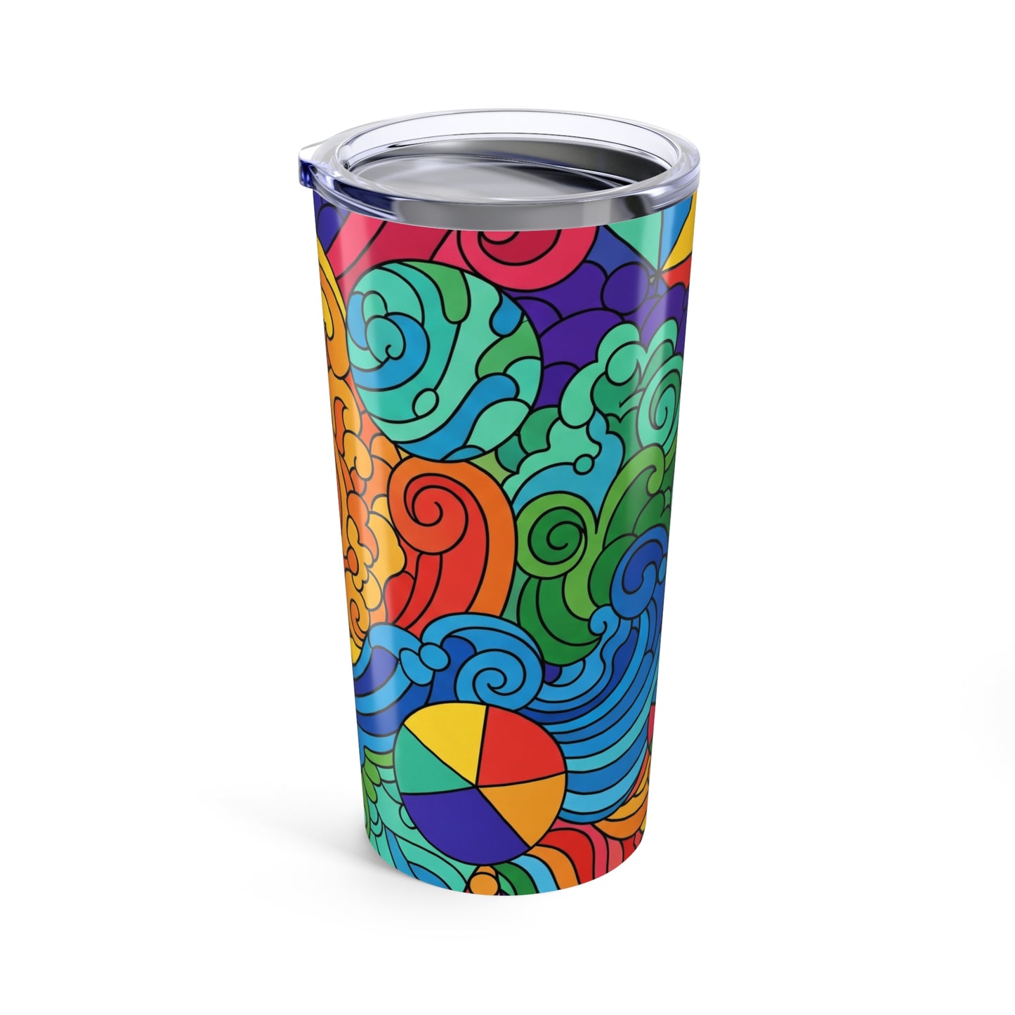 20oz Stainless Steel Tumbler With Printed Design Double Wall Vacuum Insulated Spill Resistant Durable Travel Mug