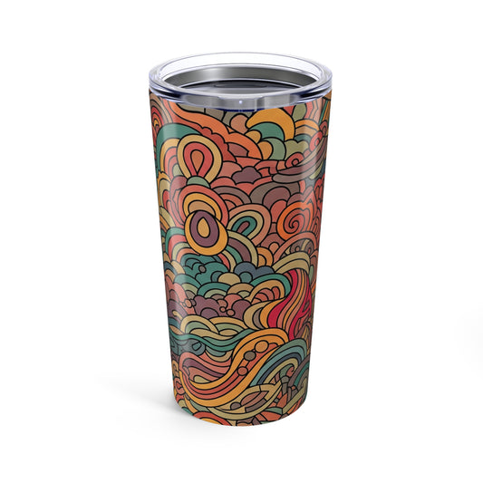 20 Oz Stainless Steel Tumbler With Double Wall Vacuum Insulation Leak Proof And Printed Pattern For Hot Or Cold