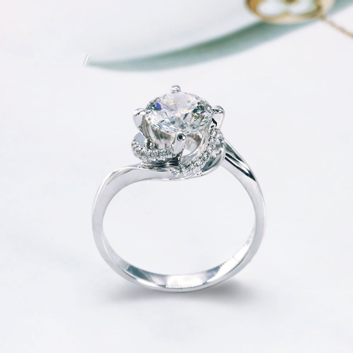 Six Prong Moissanite Ring Sterling Silver Inlaid With Gems For Wedding And Elegant Everyday Wear For Her Brilliant Shine