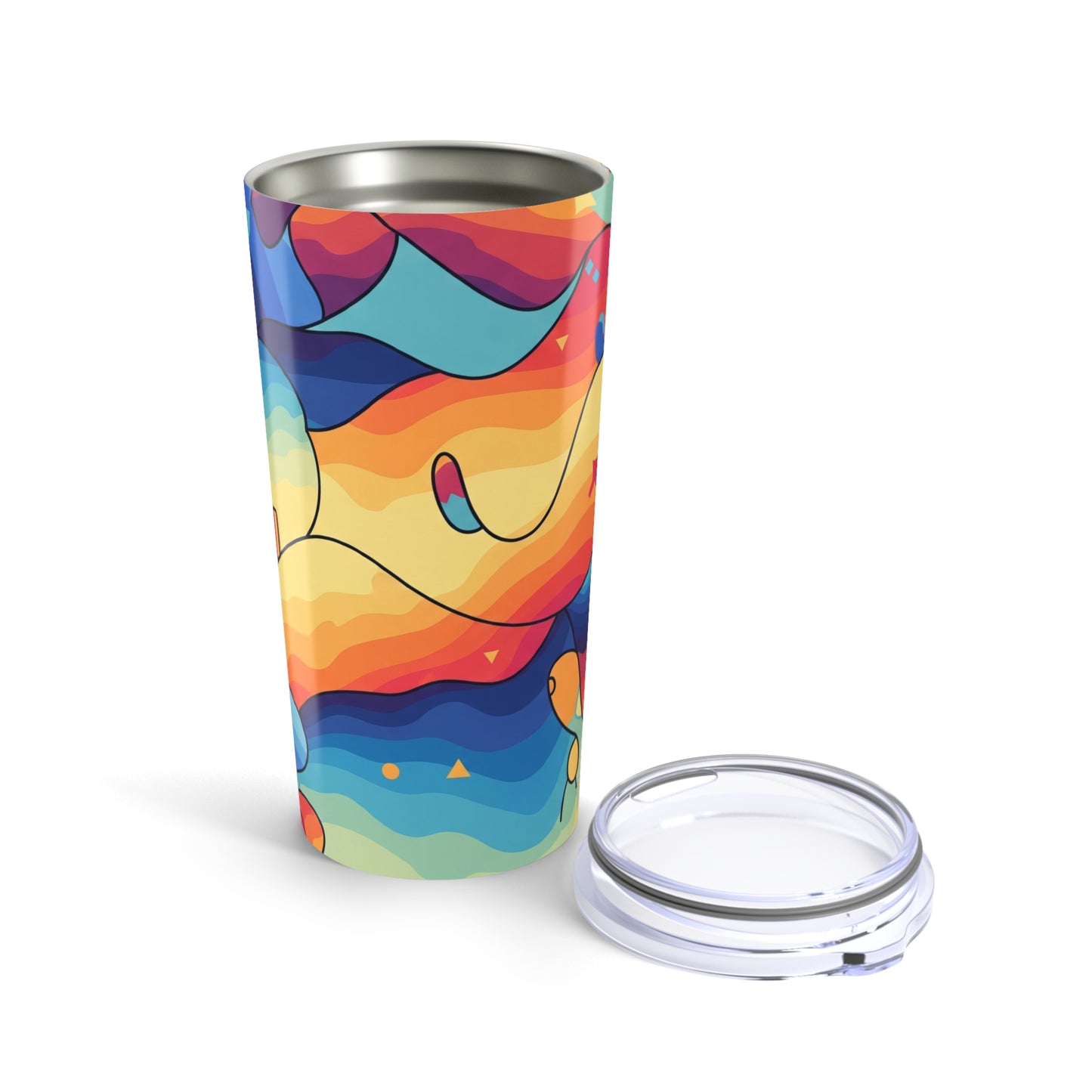 20oz Stainless Steel Tumbler With Printed Design Vacuum Insulated Double Wall Construction Leak Proof Thermal