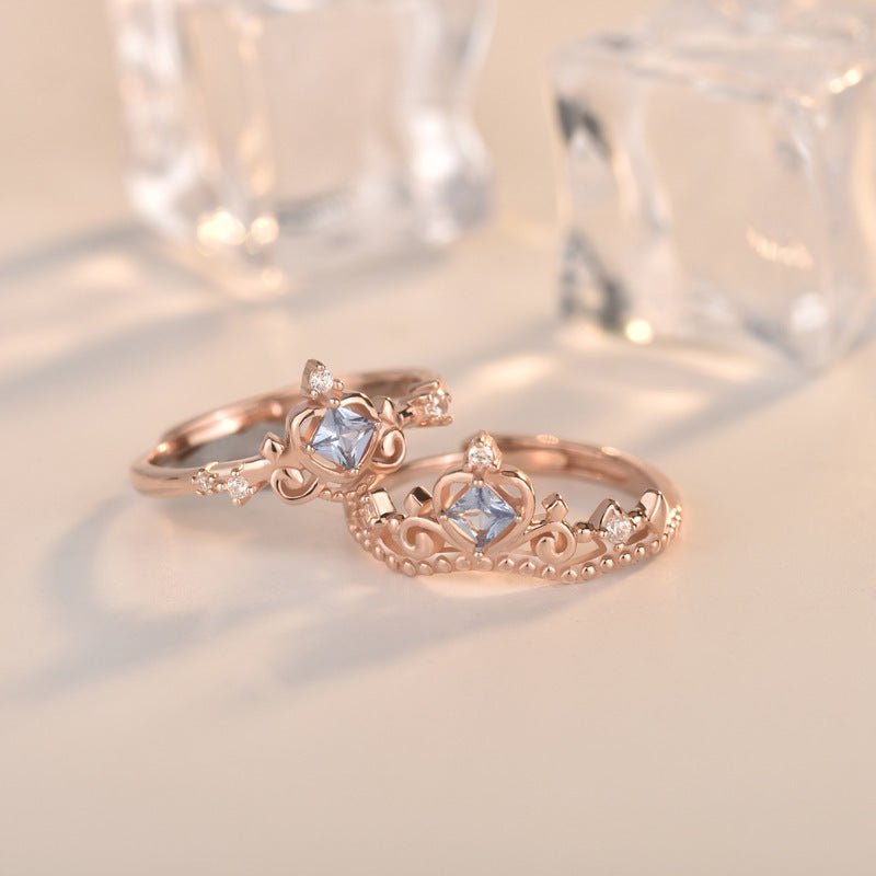 Adjustable Rose Gold Hearts Arrows Crown Ring Stackable