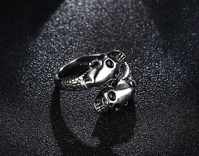 Unisex Skull Ring Stainless Steel Mixed Gold Finish With Alloy Inlaid Gemstones Korean Animal Zodiac Statement