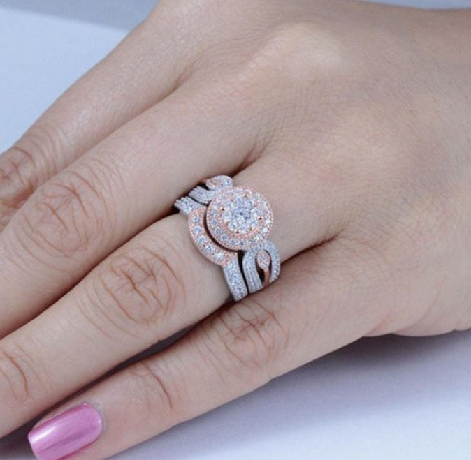 Couples Engagement Ring Mens Womens Gold Plated Alloy Artificial Gemstone Durable Jewelry Gift Anniversary Gift