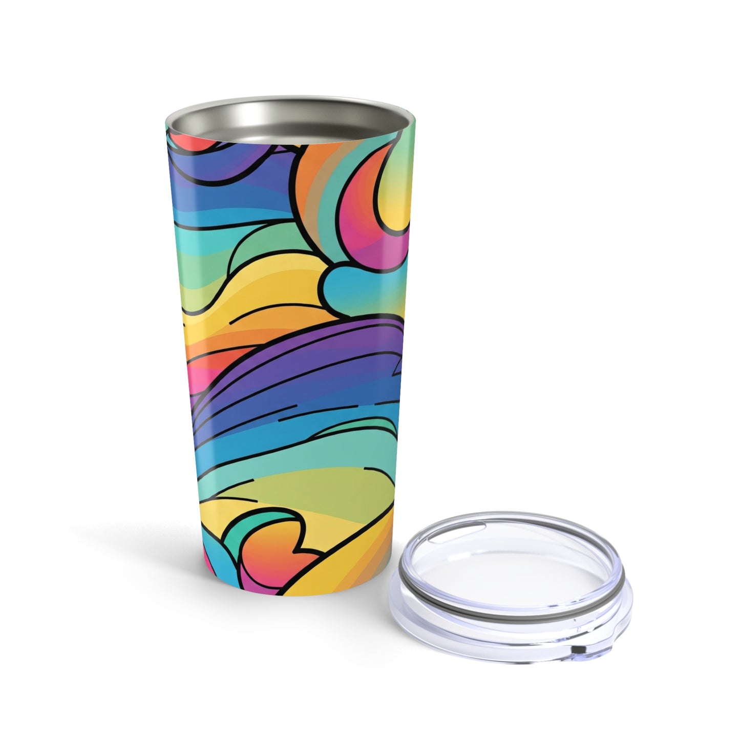 20oz Stainless Steel Tumbler With Double Wall Vacuum Insulation Spill Resistant Durable Printed Hot Cold Travel Mug