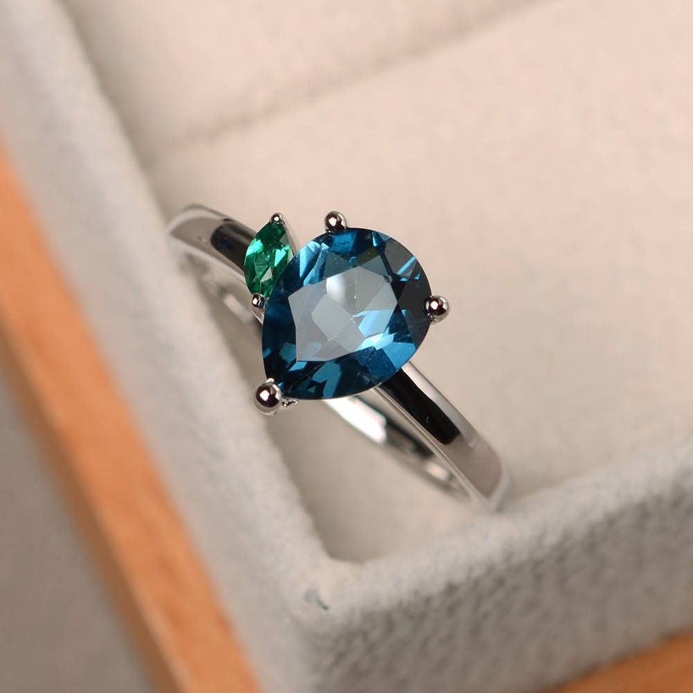 Pear Shaped Rainbow Zircon Ring Plated 925 Silver Copper Diamond Accents Teardrop Fashion Jewelry For Women 12