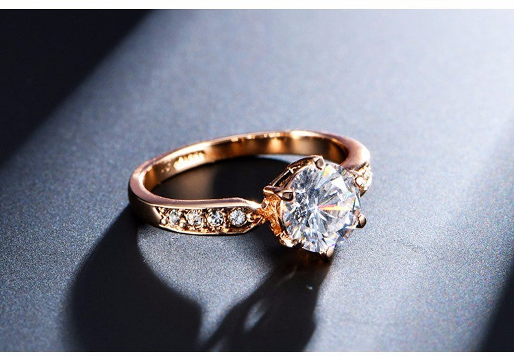 Six Claw Diamond Ring Gold or Silver Color Prong Setting With Sizes 5 6 7 8 9 10 For Elegant Everyday Wear Shine