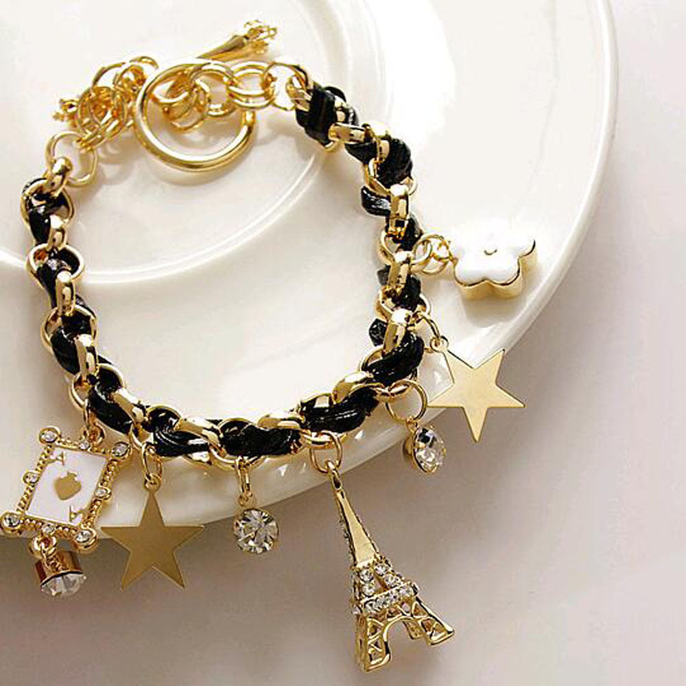 Womens Korean Five Pointed Star Alloy Bracelets Dripping Oil Finish Anniversary Employees Benefits Advertising