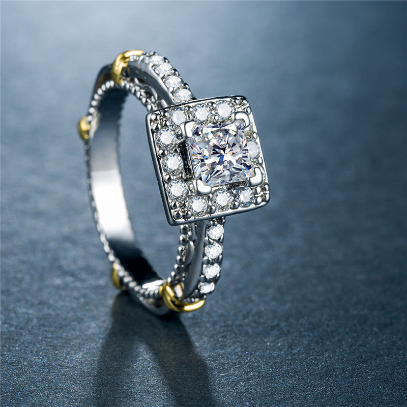Personality Color Ring Zircons Fashion Ladies Ring Copper Plated Gold Jewelry CZ Stones Elegant Accessory Gems