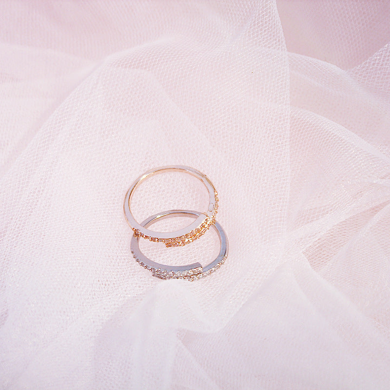 Adjustable Zircon Ring With Exquisite Open Design Rose Gold Plated Copper Or Platinum Plated Copper Ring Size Adjustable