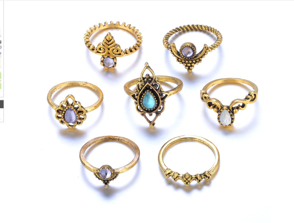 Womens Knuckle Ring Set Stackable Bohemian Vintage Style Rings Gift for Women Fashion Jewelry Stylish Boho Accessory