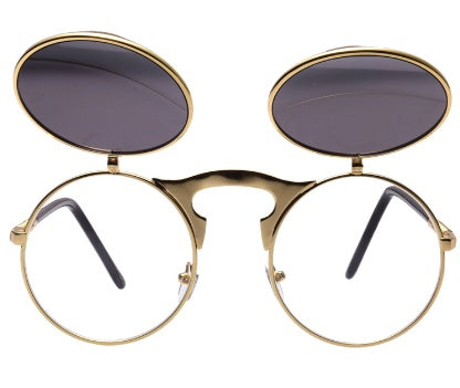 Retro Flip Up Polarized Sunglasses Metal Frame Lightweight Sun Glasses Universal Fit 130 MM Sunglasses For All