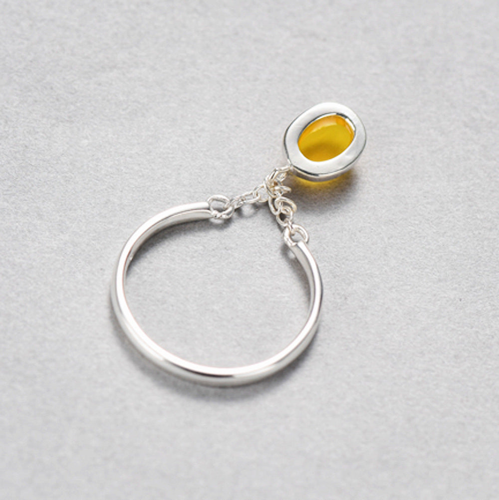 Sterling Silver Drop Earrings Women Electroplated Yellow Chalcedony Fashion Elegant Dangle Jewelry Everyday Wear