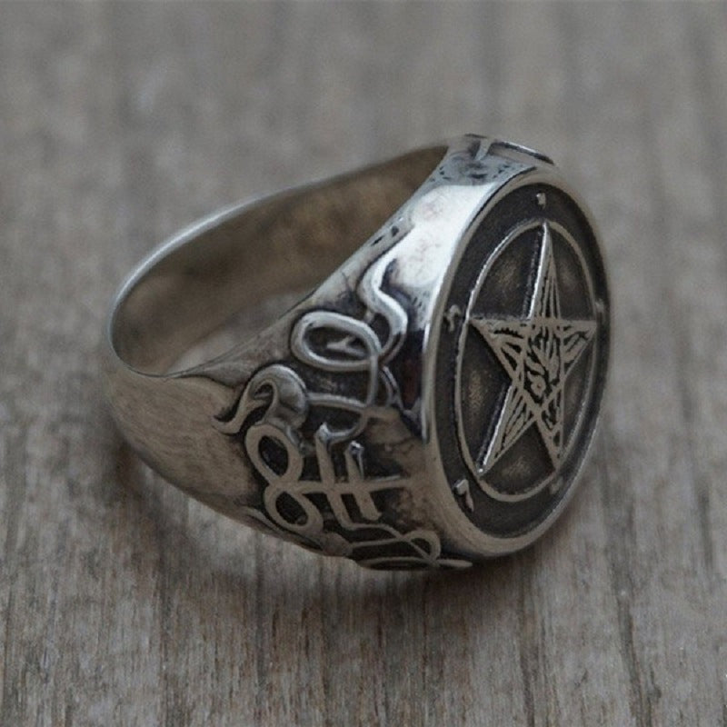 Pentagram Ring Alloy Metal Five Pointed Star Design Ring Electroplated Finish Fashion Jewelry Gift For Pointed