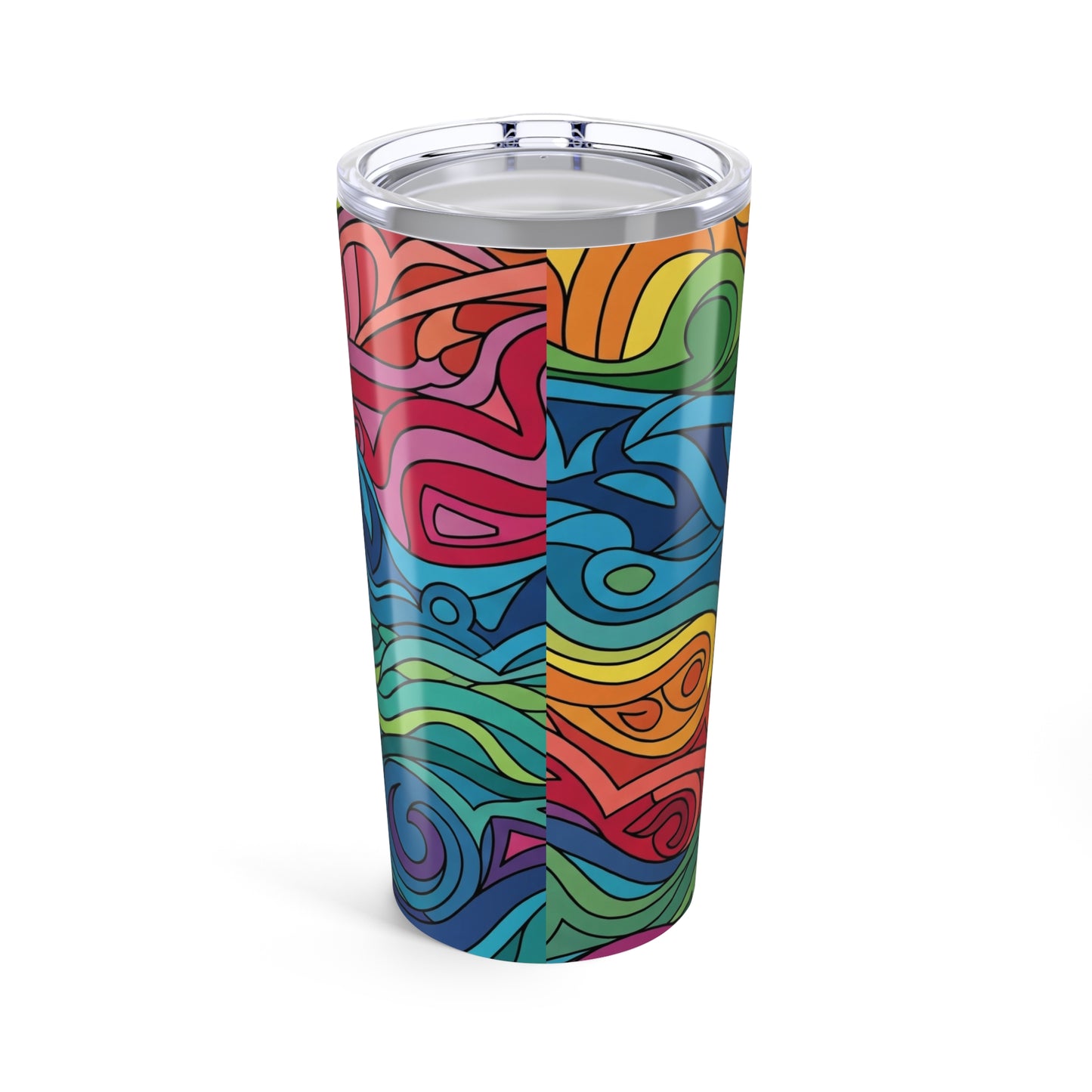 20 Oz Stainless Steel Coffee Cup With Printed Design Double Wall Vacuum Insulation Leak Proof Temperature Control