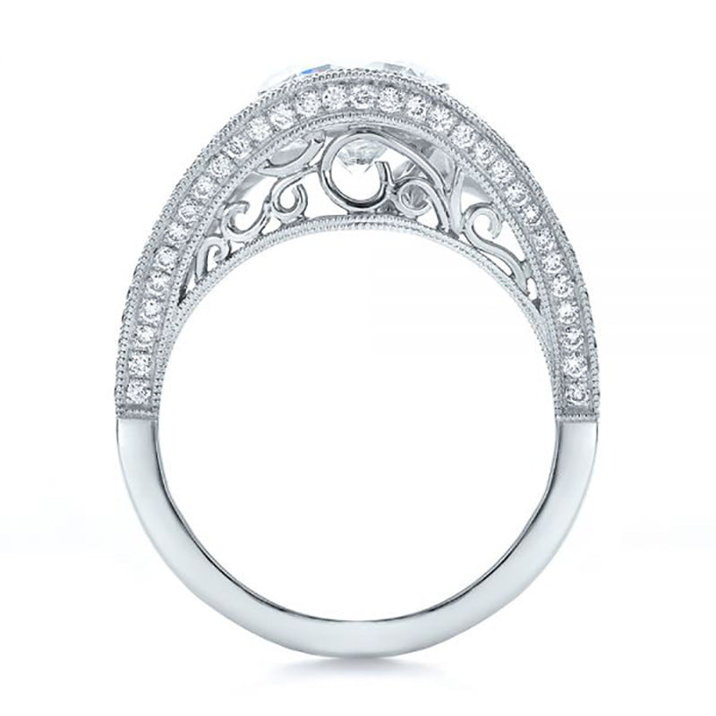 Simulation Diamond Wedding Ring European And American Ladies Ring Copper Zircon White Gold Sizes 6 7 8 9 10 10