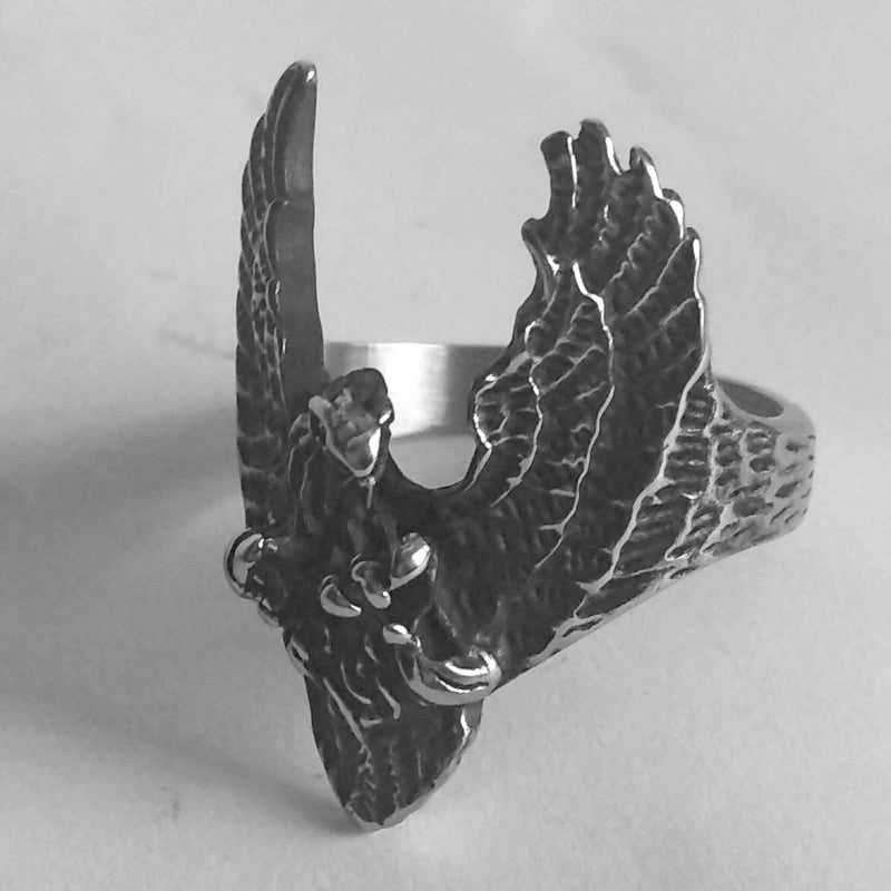 Mens Eagle Ring Polished Titanium Steel Ring Natural Animal Ring Bird Ring Statement Ring for Men Jewelry Gift Eagle Jewelry Polished Ring