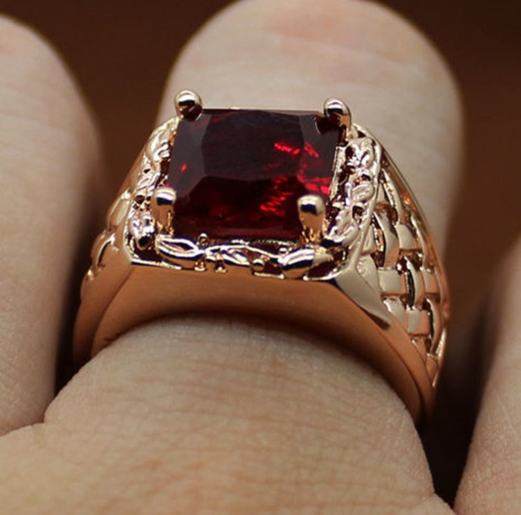 Ruby Engagement Ring Copper Setting With Zircon Inlay Electroplated Jewelry Great Everyday Wear For Events All