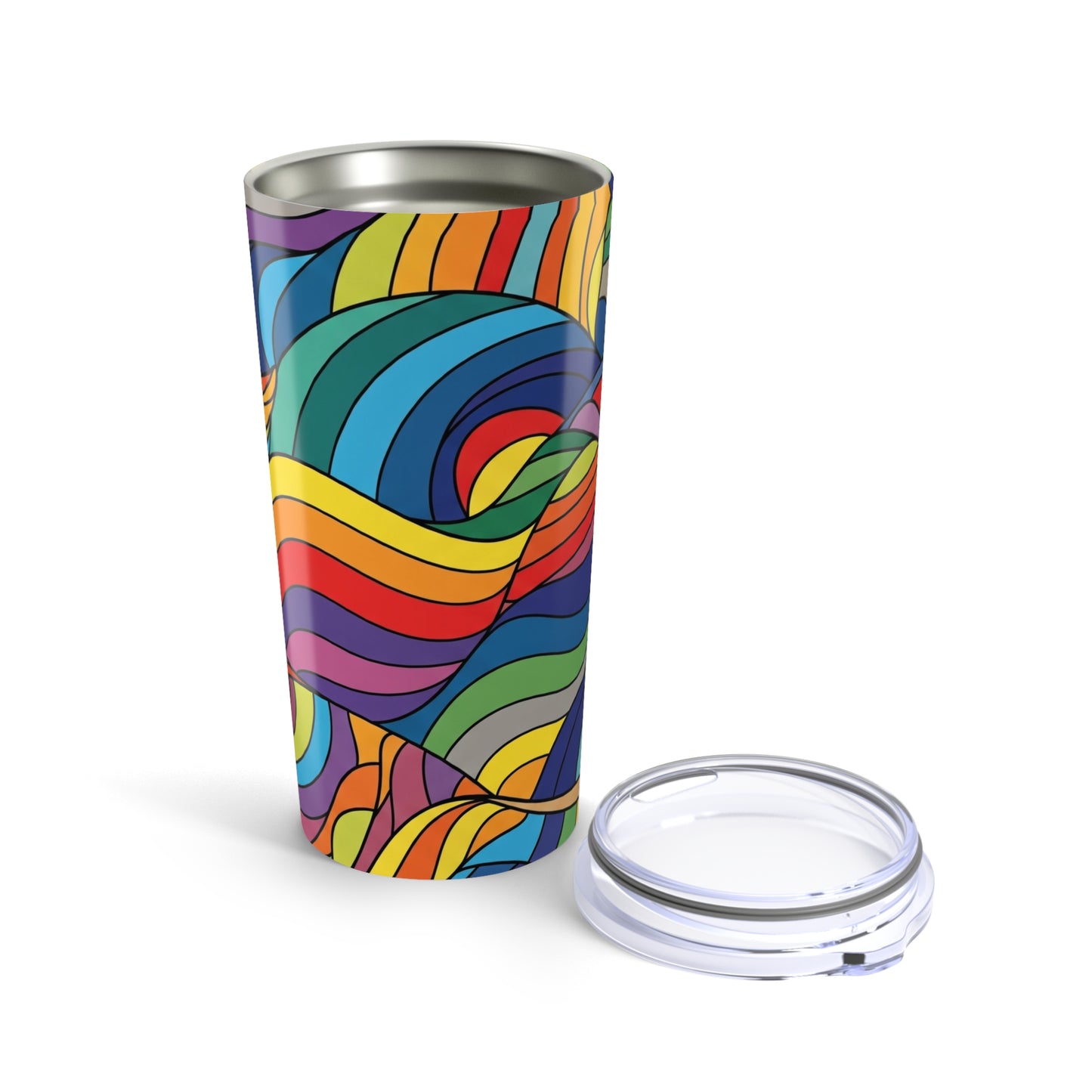 20oz Stainless Steel Tumbler With Printed Abstract Design Double Wall Vacuum Insulated Spill Resistant Coffee Mug