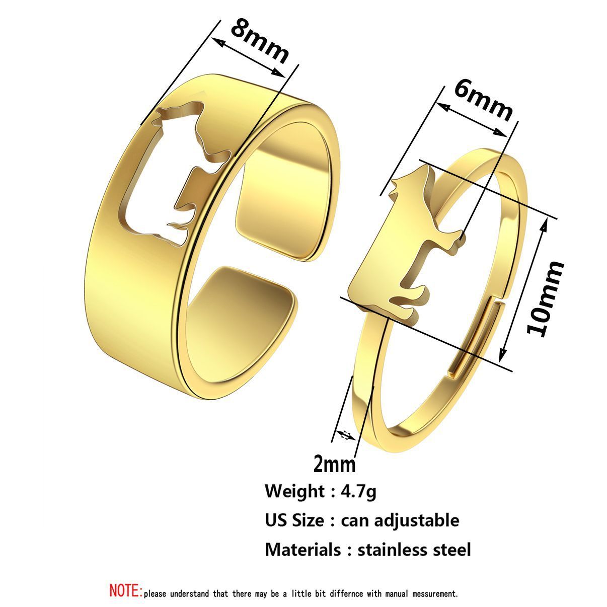 Couples Ring Gold Tone Stainless Steel Cow Design Durable Jewelry For Him And Her Anniversary Gift For Couples Elegant