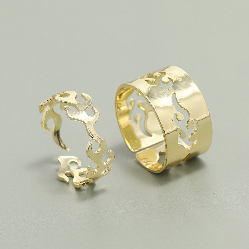 Gold Tone Unisex Ring Set Two Piece Metal Band Size 7 Everyday Wear Jewelry Two Rings Fashion Accessory Classy