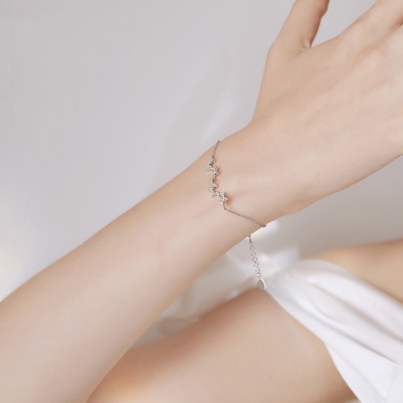 Women Star Bracelet Electroplated Copper Jewelry Elegant Trendy Fashion Accessory Gift Korean Star Charm Style