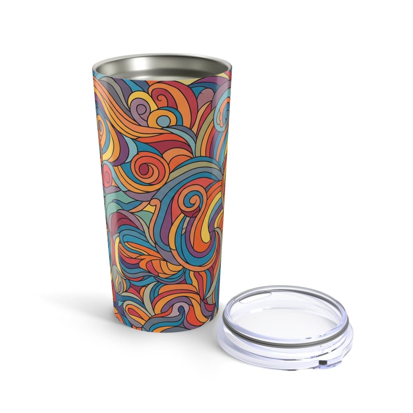 20 Oz Steel Travel Mug With Printed Design Vacuum Insulated Double Wall Spill Resistant Thermal Cup For Hot