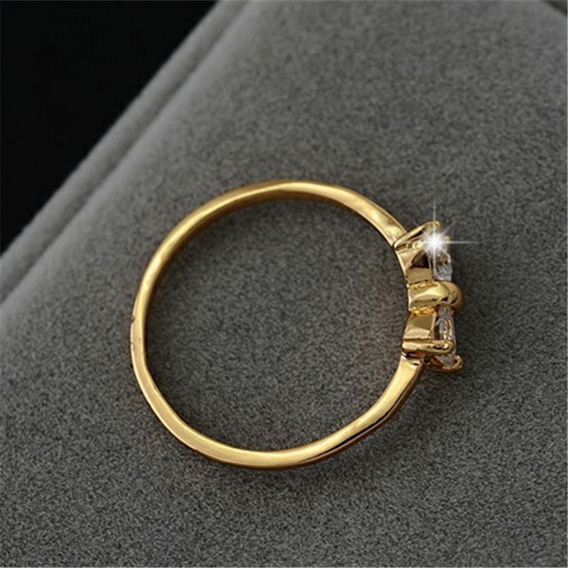Bow Ring With Austrian And Cubic Zirconia Electroplated Copper Ring Simple Design Individually Packed Festivals