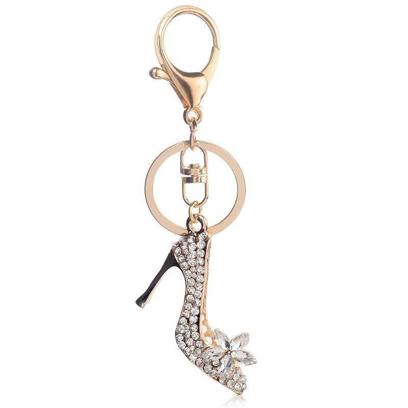 Womens High Heel Keychain Fashion Zinc Alloy Key Chain Gold Color Shoe Accessory For Purse Handbag Keys Wallet